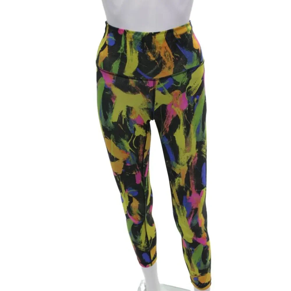 Lululemon Womens Abstract Print Stretch Ankle Leggings Multicolor Size 4